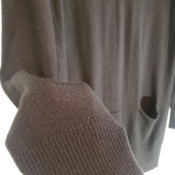 Black V-Neck Sweater Dress Long Sleeves Dark Autumn Winter Top - Picture 5 of 6